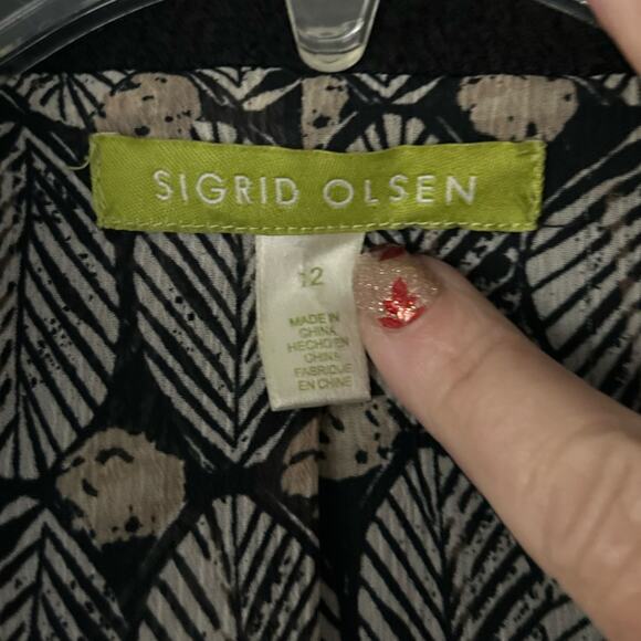 Sigrid Olsen Black Wool-Blend Blazer Jacket Womens 12 Two Button Closure Classic - Picture 2 of 6